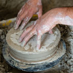 Daniel Boyle at work in his pottery 2019